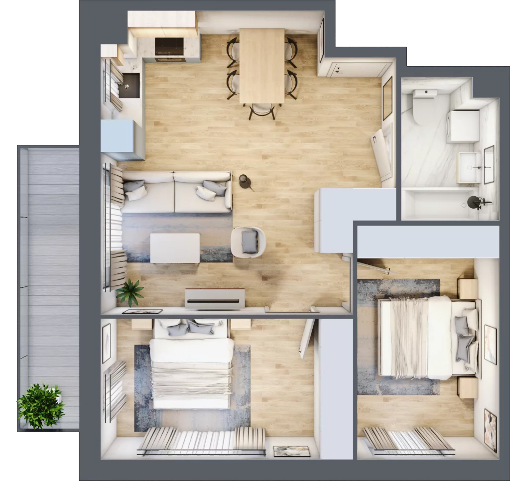 3 pokoje, mieszkanie 55,12 m², piętro 4, oferta nr mieszkanie 105, Mikusińskiego 25, Katowice, Wełnowiec-Józefowiec, Wełnowiec, ul. Jana Mikusińskiego 25