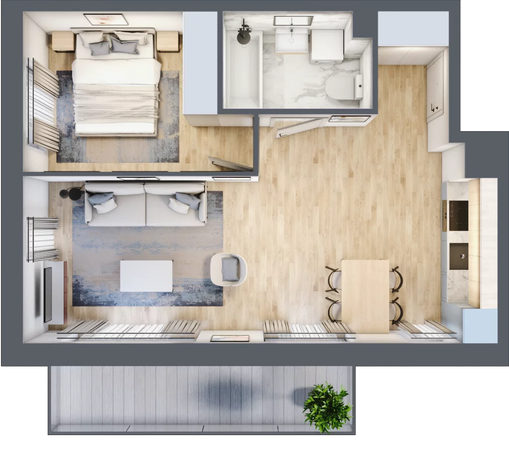 2 pokoje, mieszkanie 43,97 m², piętro 1, oferta nr mieszkanie 18, Mikusińskiego 25, Katowice, Wełnowiec-Józefowiec, Wełnowiec, ul. Jana Mikusińskiego 25