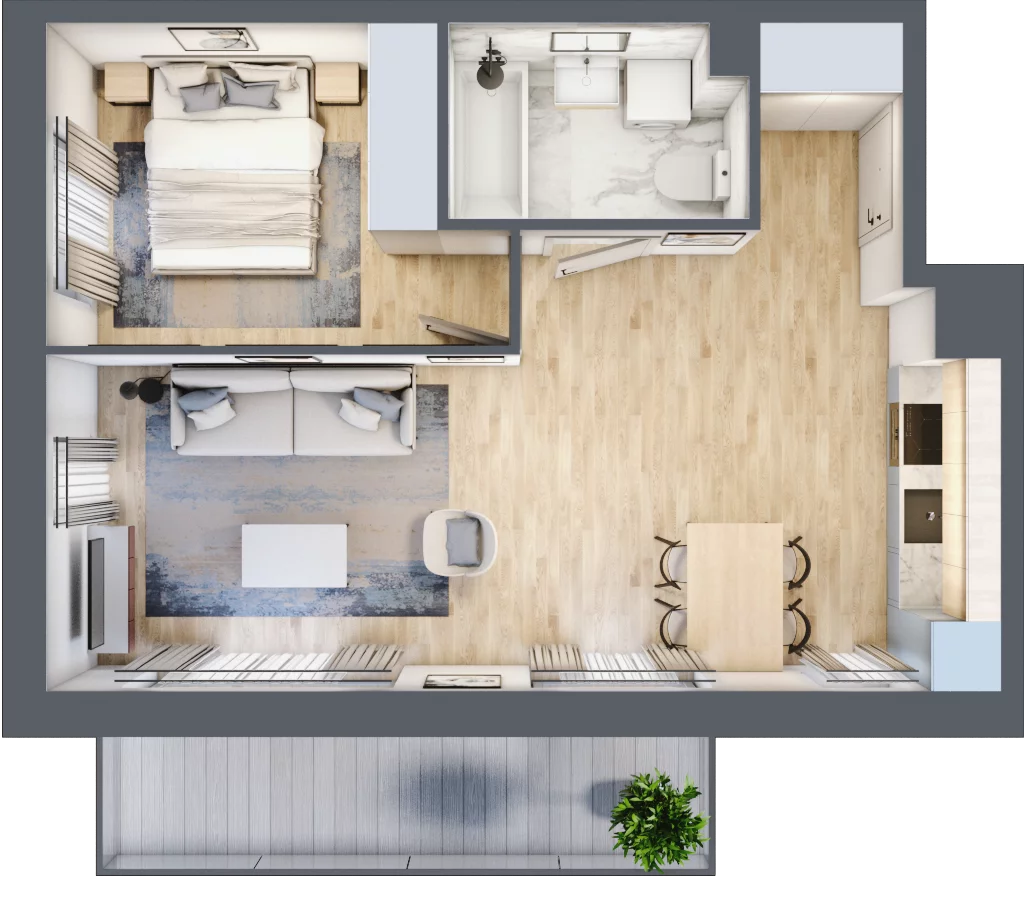 2 pokoje, mieszkanie 43,97 m², piętro 4, oferta nr mieszkanie 60, Mikusińskiego 25, Katowice, Wełnowiec-Józefowiec, Wełnowiec, ul. Jana Mikusińskiego 25
