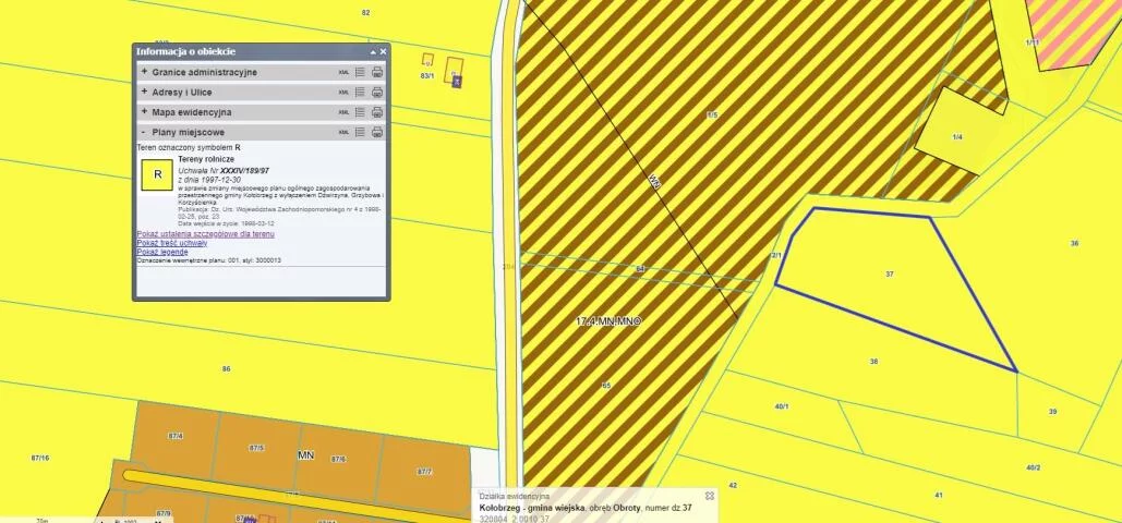 Działka 7 300,00 m², oferta nr , 18528, Obroty, Obroty