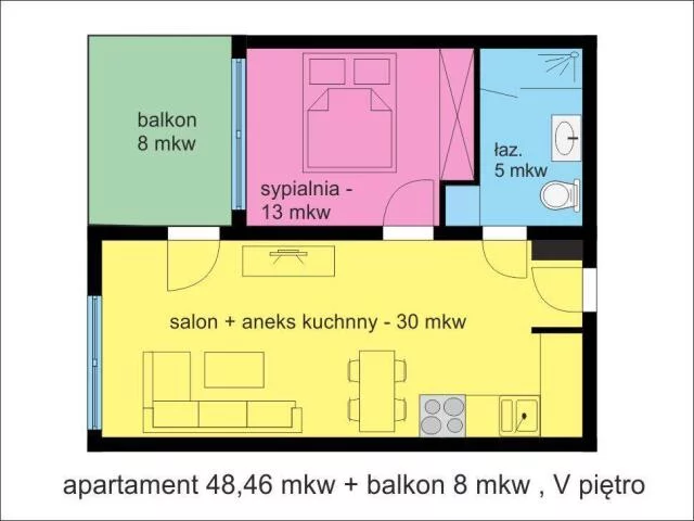 2 pokoje, mieszkanie 48,46 m², piętro 5, oferta nr , 24625, Kołobrzeg, Wschodnia | Olympic Park