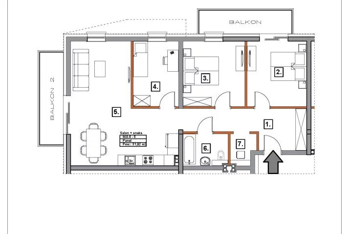 3 pokoje, mieszkanie 84,00 m², piętro 1, oferta nr , 24738, Kołobrzeg, Witosa