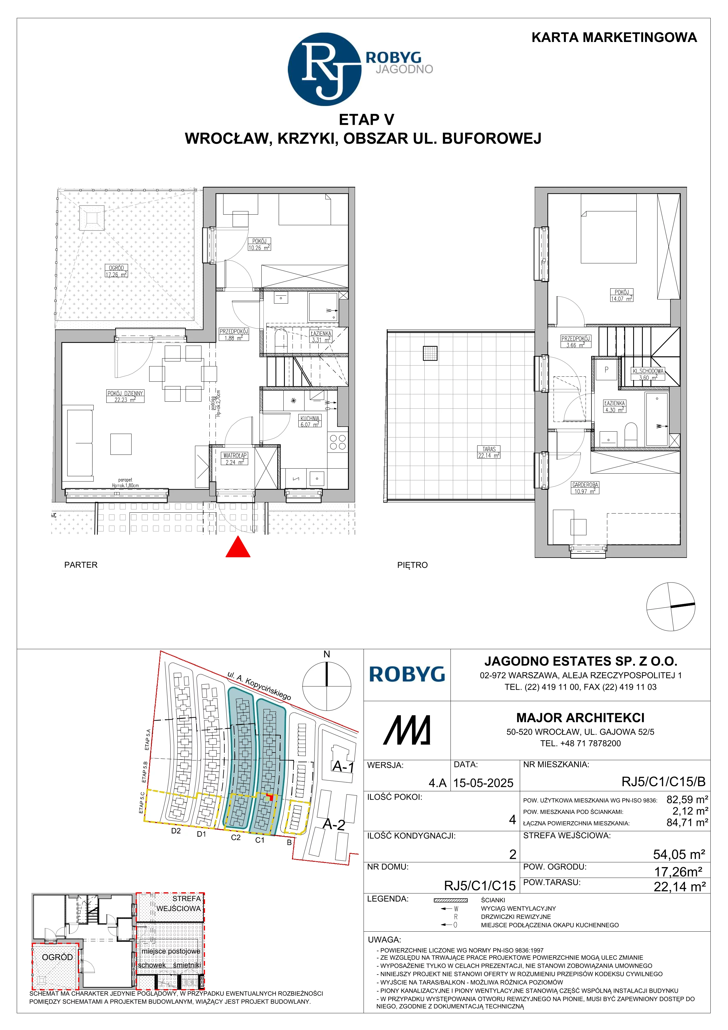 Dom 82,59 m², oferta nr RJ5/C1/C15/B, Robyg Jagodno, Wrocław, Jagodno, Krzyki, ul. Kopycińskiego