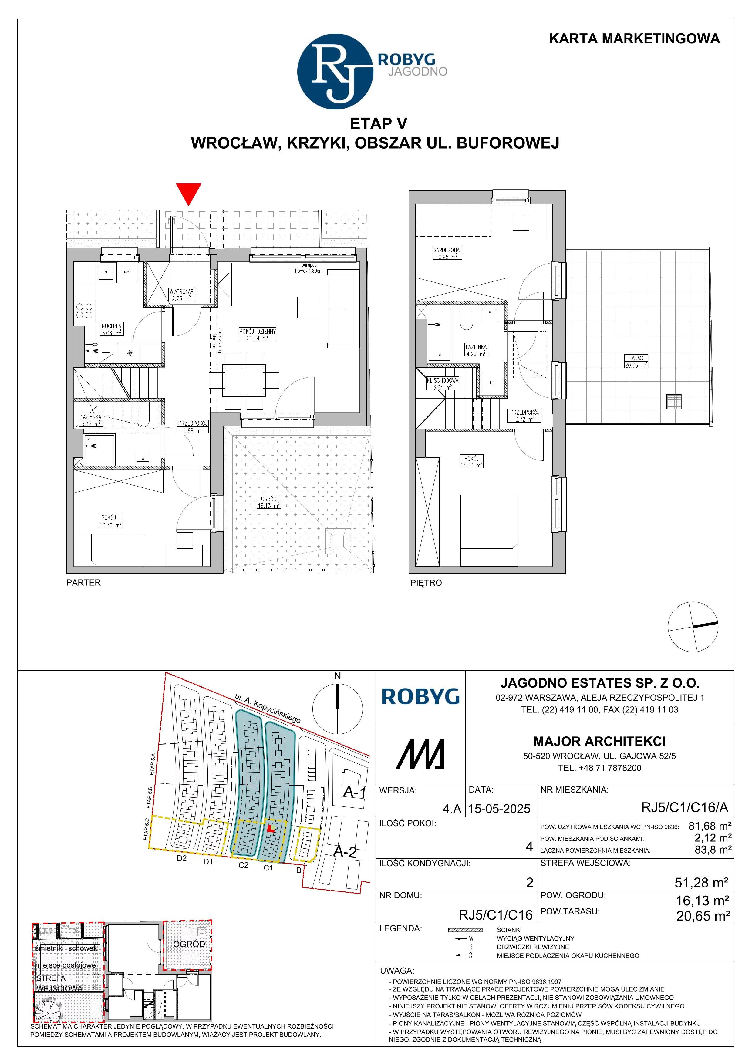 Dom 81,68 m², oferta nr RJ5/C1/C16/A, Robyg Jagodno, Wrocław, Jagodno, Krzyki, ul. Kopycińskiego