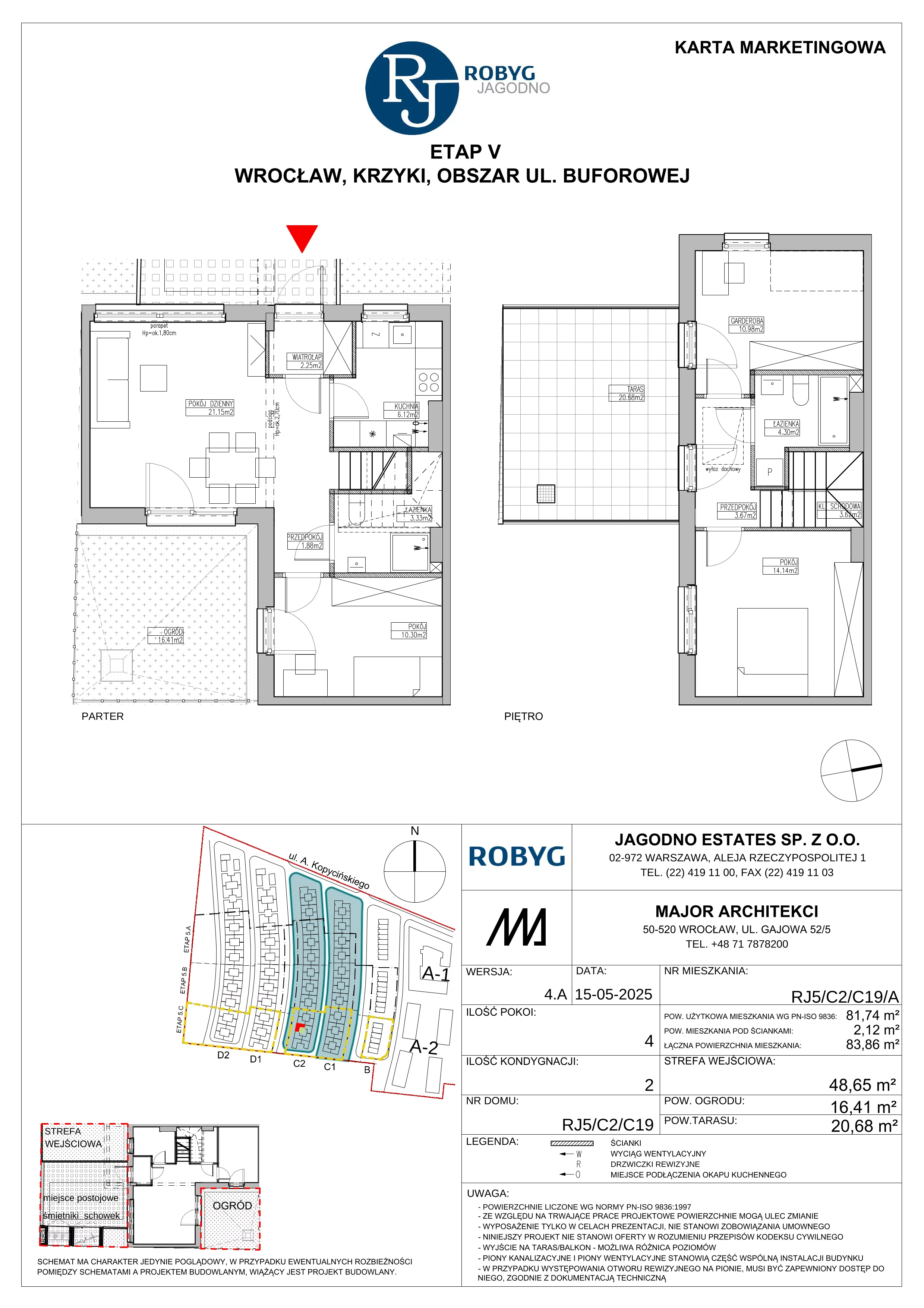 Dom 81,74 m², oferta nr RJ5/C2/C19/A, Robyg Jagodno, Wrocław, Jagodno, Krzyki, ul. Kopycińskiego