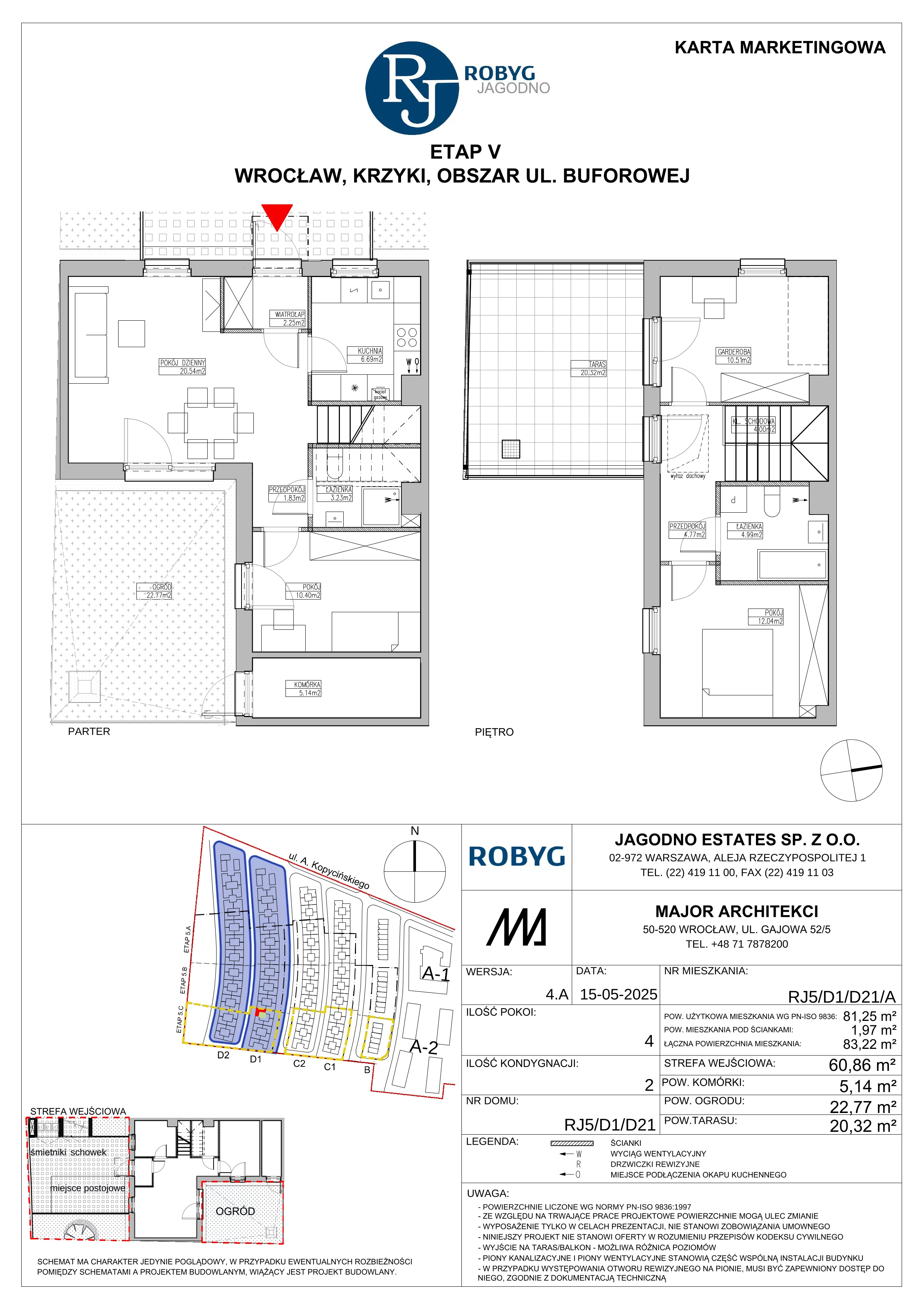 Dom 81,25 m², oferta nr RJ5/D1/D21/A, Robyg Jagodno, Wrocław, Jagodno, Krzyki, ul. Kopycińskiego