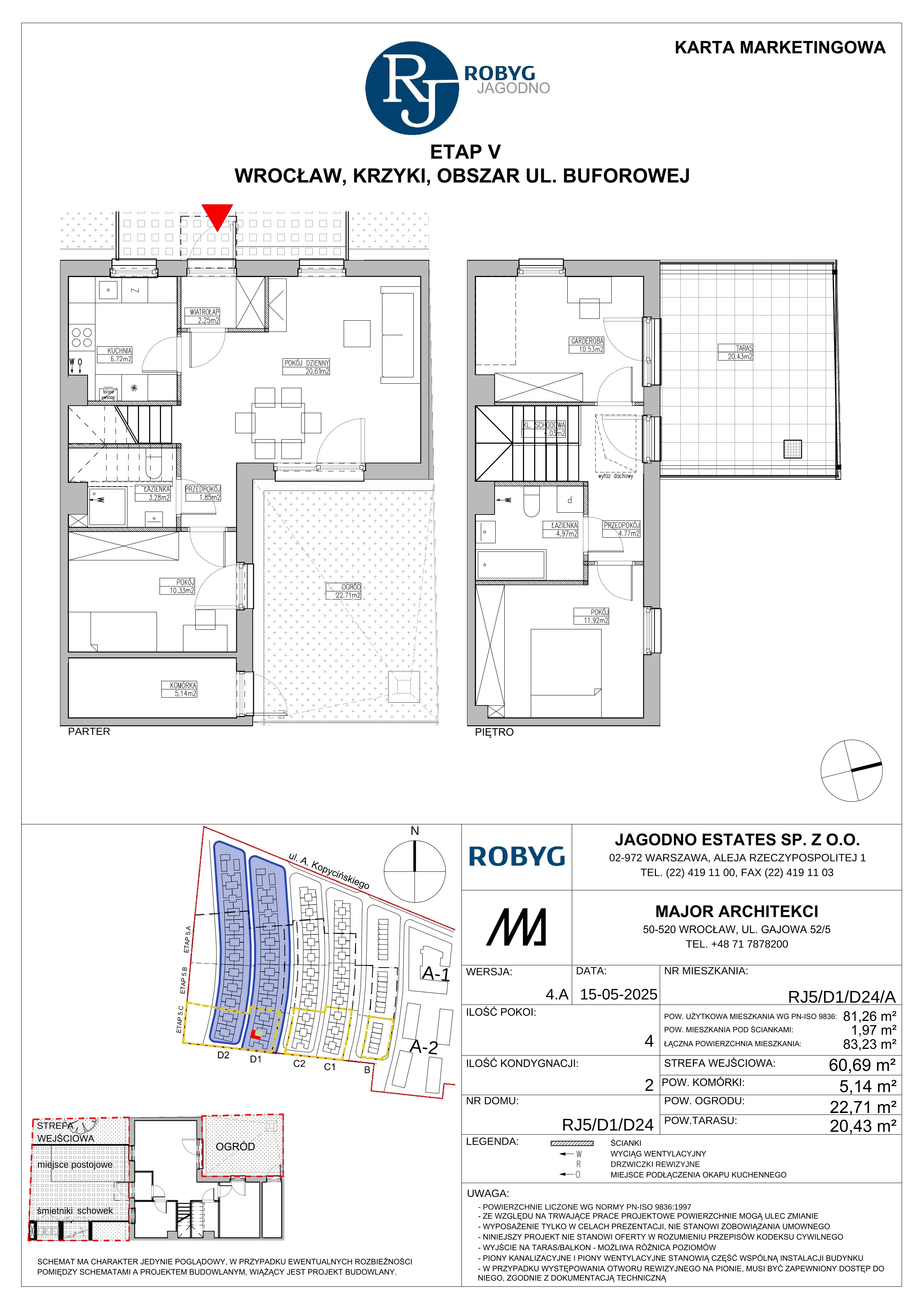 Dom 81,26 m², oferta nr RJ5/D1/D24/A, Robyg Jagodno, Wrocław, Jagodno, Krzyki, ul. Kopycińskiego