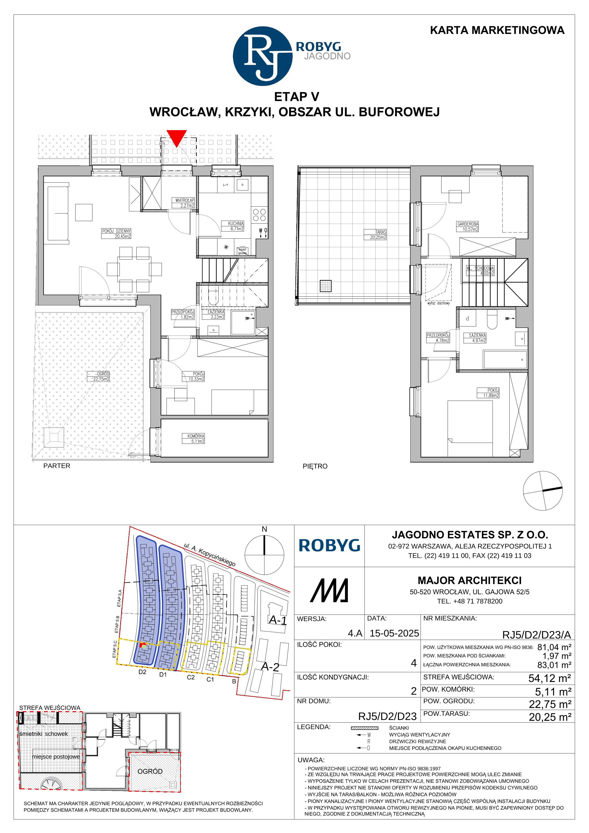 Dom 81,04 m², oferta nr RJ5/D2/D23/A, Robyg Jagodno, Wrocław, Jagodno, Krzyki, ul. Kopycińskiego