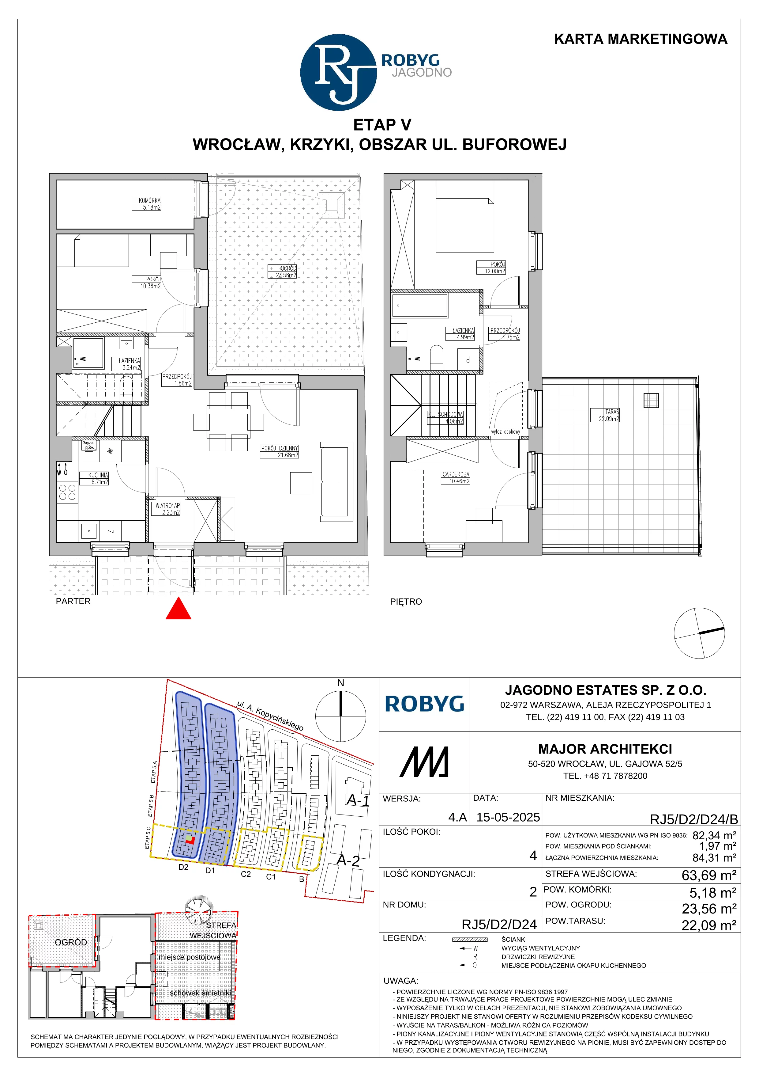 Dom 82,34 m², oferta nr RJ5/D2/D24/B, Robyg Jagodno, Wrocław, Jagodno, Krzyki, ul. Kopycińskiego