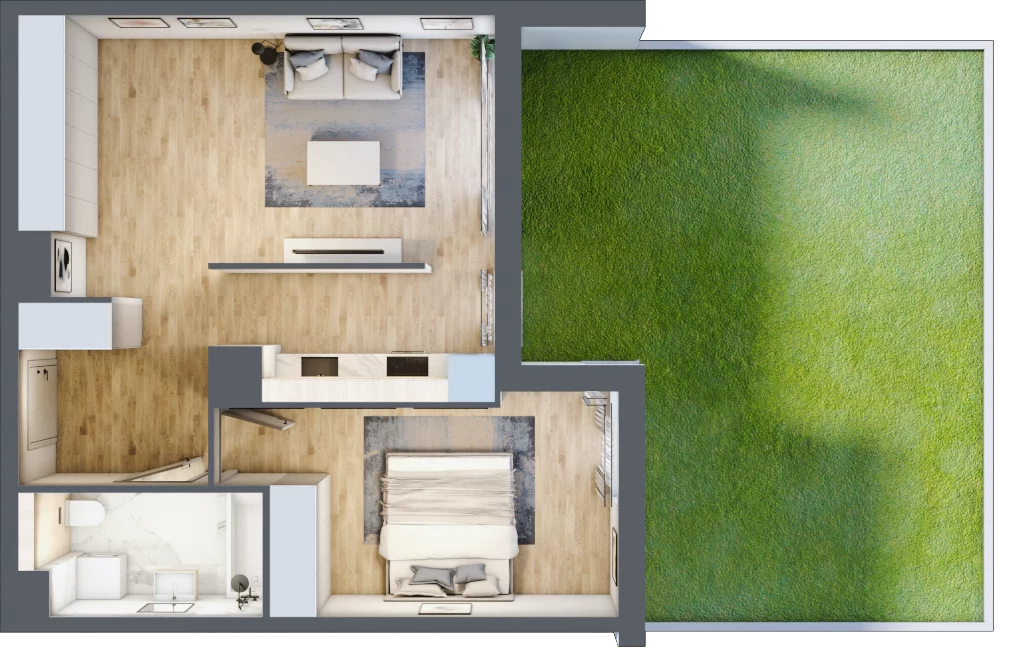 2 pokoje, mieszkanie 49,82 m², parter, oferta nr MC/J/B/0/8, Modern City etap J, Warszawa, Bemowo, Chrzanów, ul. Szeligowska