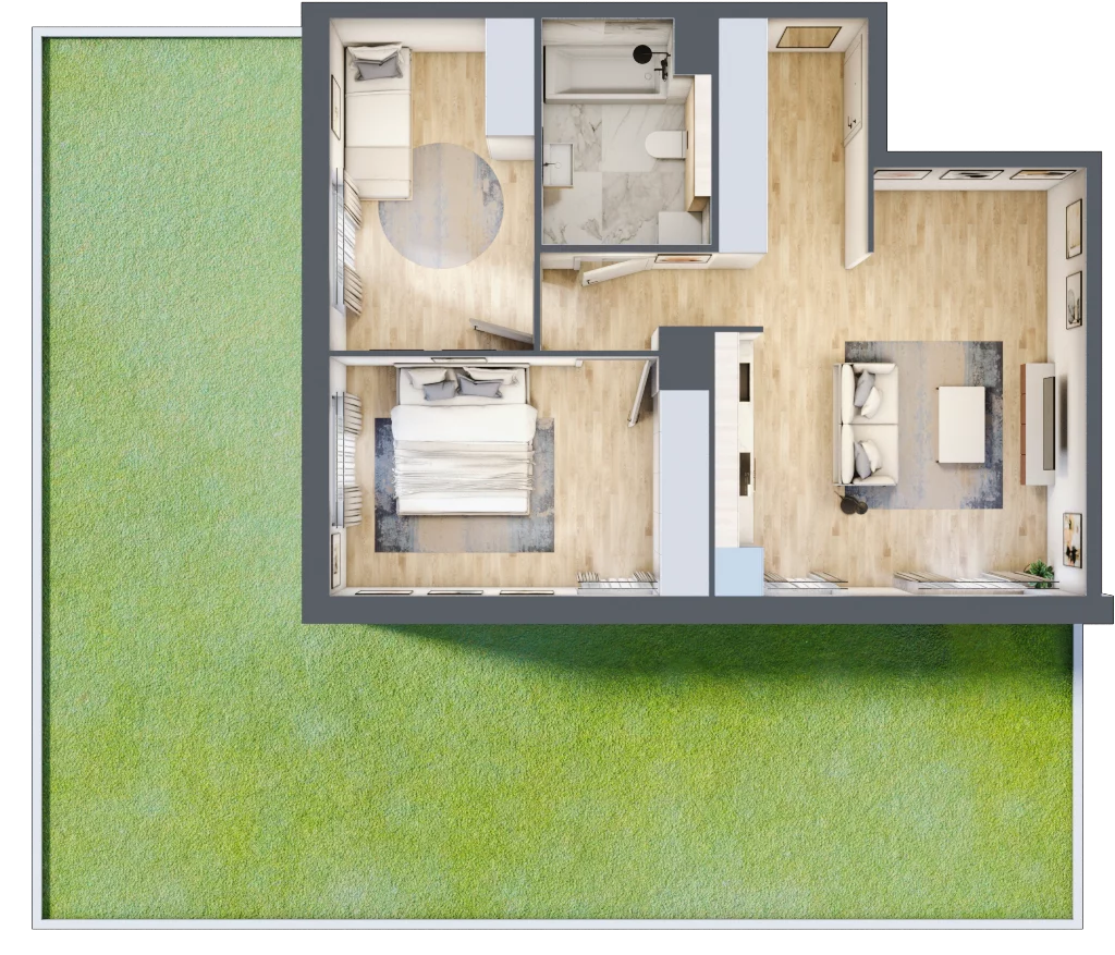 3 pokoje, mieszkanie 57,29 m², parter, oferta nr MC/J/B/0/3, Modern City etap J, Warszawa, Bemowo, Chrzanów, ul. Szeligowska