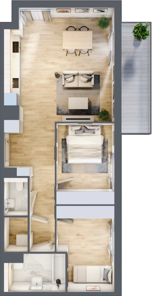 3 pokoje, mieszkanie 66,70 m², piętro 2, oferta nr MC/J/B/2/2, Modern City etap J, Warszawa, Bemowo, Chrzanów, ul. Szeligowska
