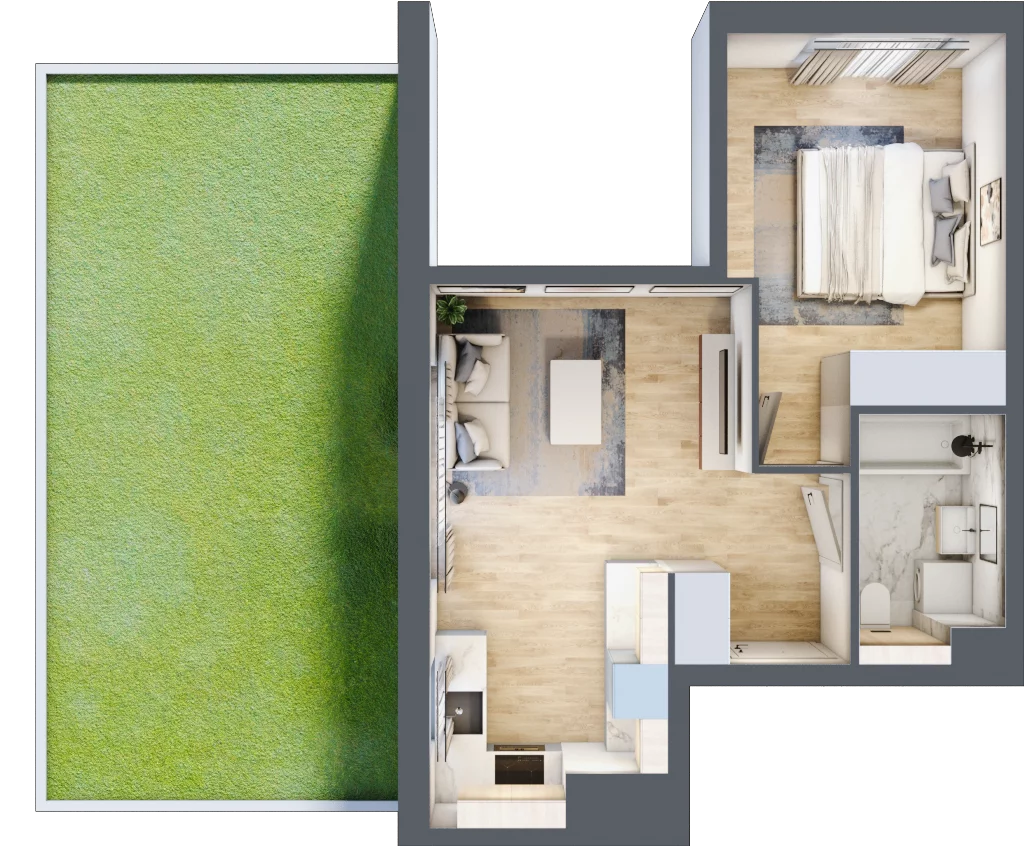 2 pokoje, mieszkanie 37,26 m², parter, oferta nr MC/J/A/0/8, Modern City etap J, Warszawa, Bemowo, Chrzanów, ul. Szeligowska