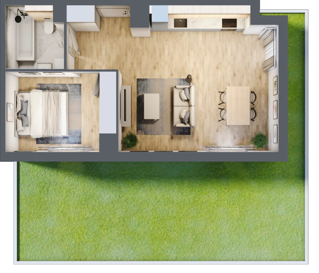 2 pokoje, mieszkanie 48,44 m², parter, oferta nr MC/J/B/0/2, Modern City etap J, Warszawa, Bemowo, Chrzanów, ul. Szeligowska