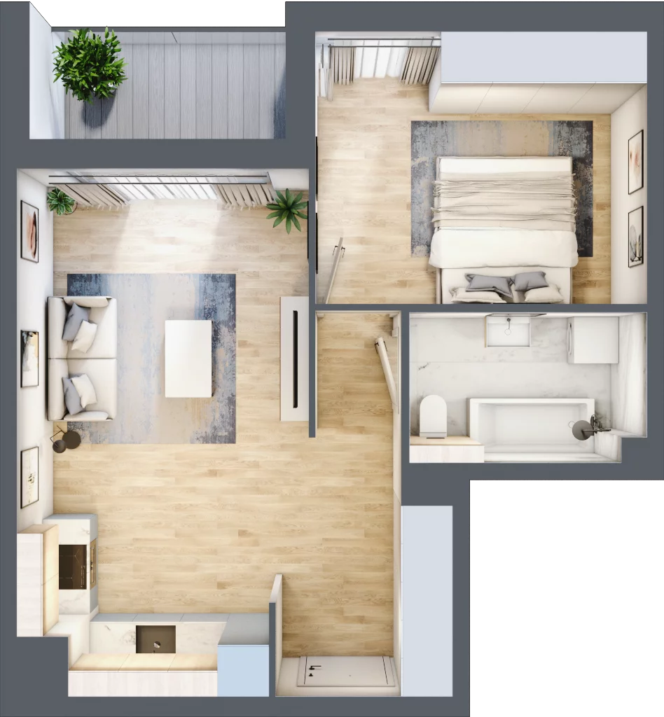 2 pokoje, mieszkanie 43,14 m², piętro 2, oferta nr MC/J/A/2/11, Modern City etap J, Warszawa, Bemowo, Chrzanów, ul. Szeligowska