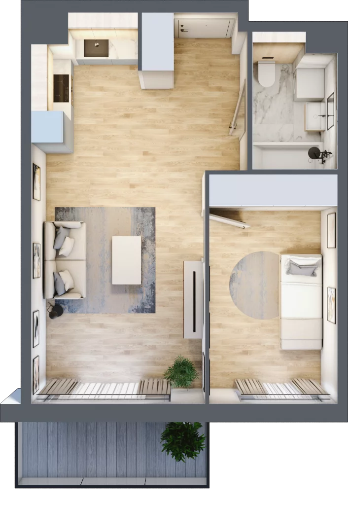 2 pokoje, mieszkanie 40,28 m², piętro 1, oferta nr MC/J/A/1/6, Modern City etap J, Warszawa, Bemowo, Chrzanów, ul. Szeligowska