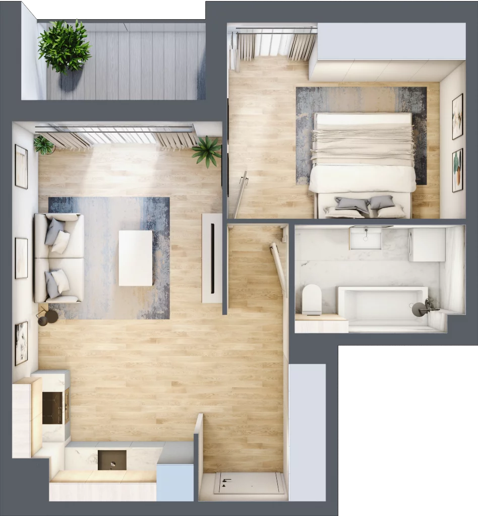 2 pokoje, mieszkanie 43,14 m², piętro 3, oferta nr MC/J/A/3/11, Modern City etap J, Warszawa, Bemowo, Chrzanów, ul. Szeligowska