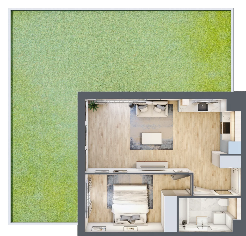 2 pokoje, mieszkanie 44,67 m², parter, oferta nr MC/J/A/0/7, Modern City etap J, Warszawa, Bemowo, Chrzanów, ul. Szeligowska