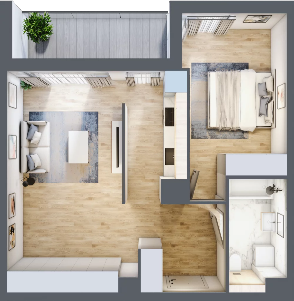 2 pokoje, mieszkanie 49,82 m², piętro 1, oferta nr MC/J/B/1/8, Modern City etap J, Warszawa, Bemowo, Chrzanów, ul. Szeligowska