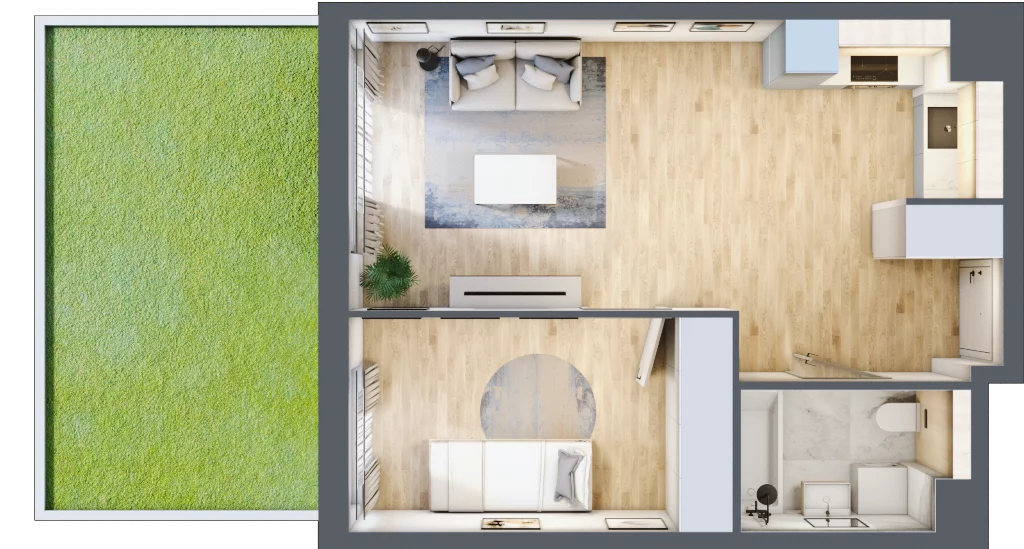 2 pokoje, mieszkanie 40,24 m², parter, oferta nr MC/J/A/0/6, Modern City etap J, Warszawa, Bemowo, Chrzanów, ul. Szeligowska