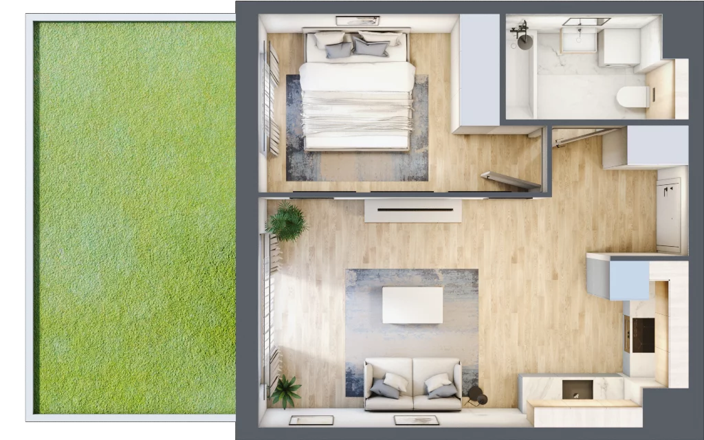 2 pokoje, mieszkanie 39,46 m², parter, oferta nr MC/J/B/0/5, Modern City etap J, Warszawa, Bemowo, Chrzanów, ul. Szeligowska