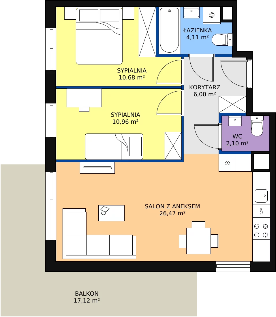 Zalety mieszkania 60.32 m², SU3/A/3/5