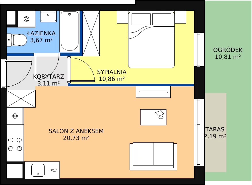 Zalety mieszkania 38.37 m², SU3/B/0/1