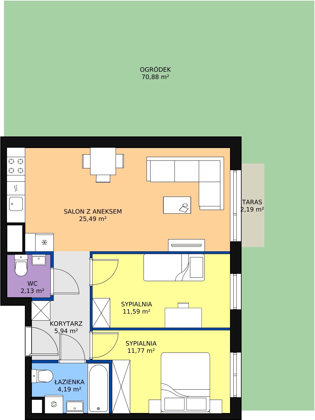 Zalety mieszkania 61.11 m², SU3/B/0/10