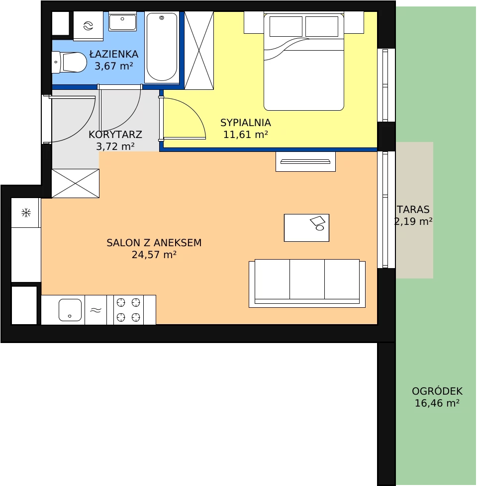 Zalety mieszkania 43.57 m², SU3/B/0/3