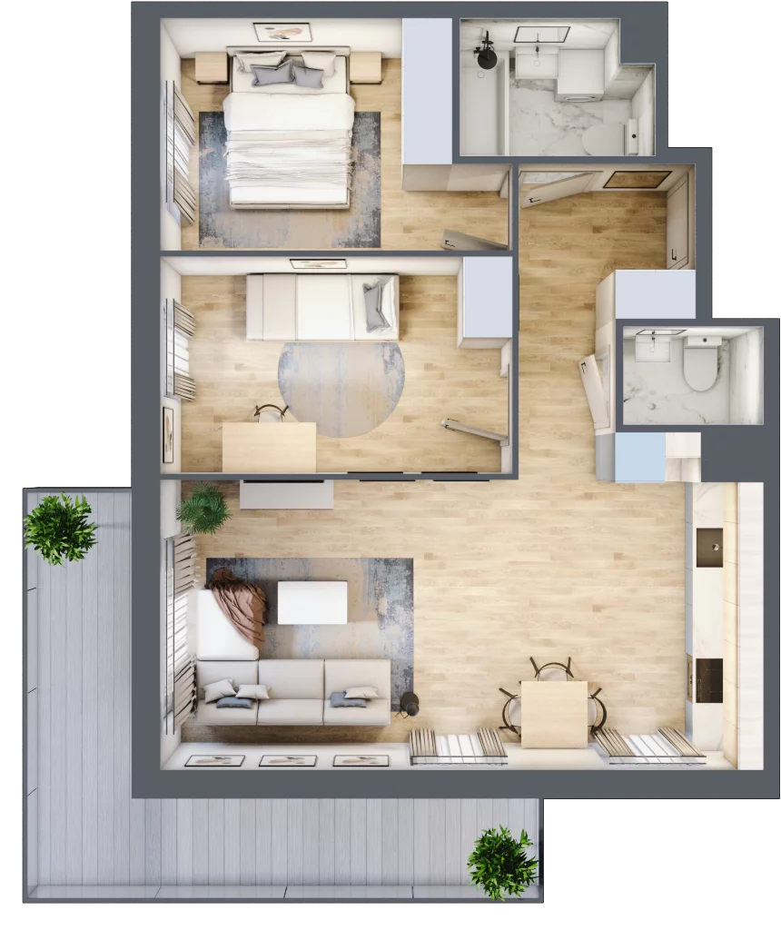 3 pokoje, mieszkanie 63,55 m², piętro 2, oferta nr SU3/B/2/4, Sady Ursynów, Warszawa, Ursynów, Wyczółki, ul. Koprowskiego