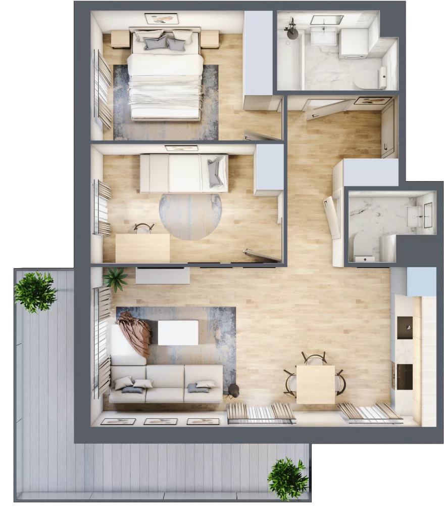 3 pokoje, mieszkanie 61,80 m², piętro 2, oferta nr SU3/C/2/3, Sady Ursynów 3, Warszawa, Ursynów, Wyczółki, ul. Koprowskiego