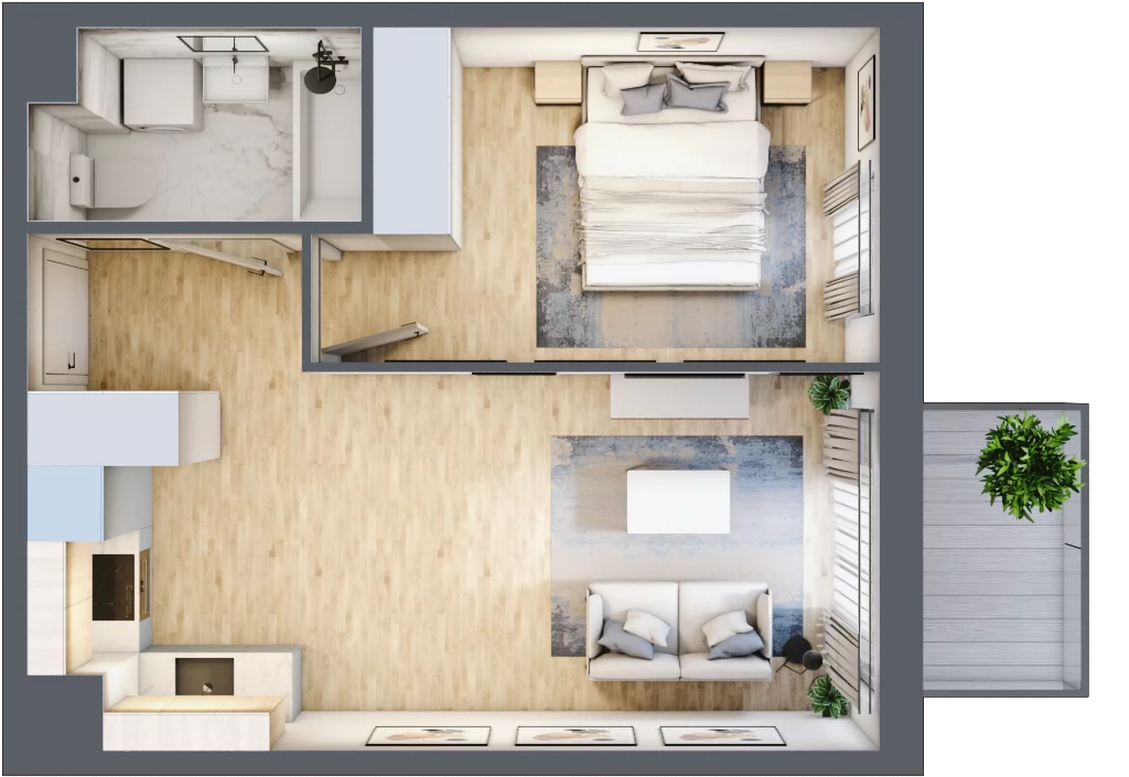 2 pokoje, mieszkanie 36,13 m², piętro 2, oferta nr SU3/E/2/2, Sady Ursynów 3, Warszawa, Ursynów, Wyczółki, ul. Koprowskiego