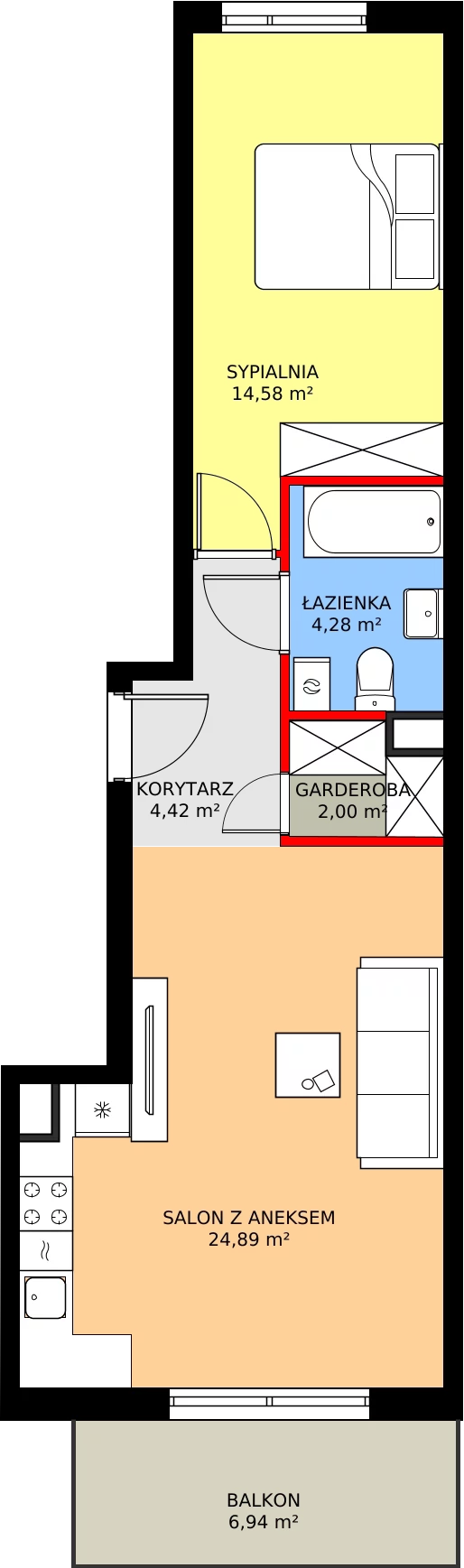 Zalety mieszkania 50.17 m², RM/1A/A/2/2