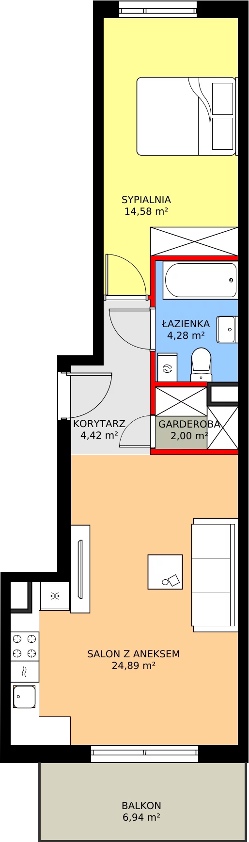Zalety mieszkania 50.17 m², RM/1A/A/1/2