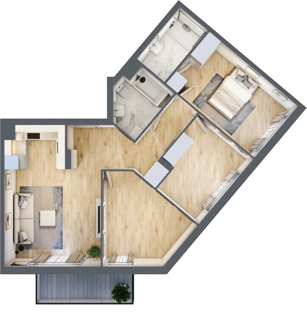 4 pokoje, mieszkanie 76,45 m², piętro 1, oferta nr RM/1A/B/1/3, Rytm Mokotowa, Warszawa, Mokotów, Augustówka, ul. Antoniewska / Piramowicza
