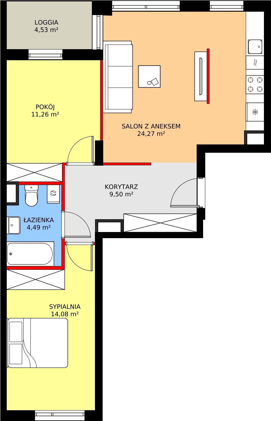 Zalety mieszkania 63.48 m², RM/1A/E/1/3