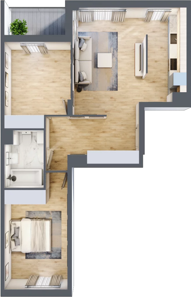3 pokoje, mieszkanie 63,48 m², piętro 1, oferta nr RM/1A/E/1/3, Rytm Mokotowa, Warszawa, Mokotów, Augustówka, ul. Antoniewska / Piramowicza