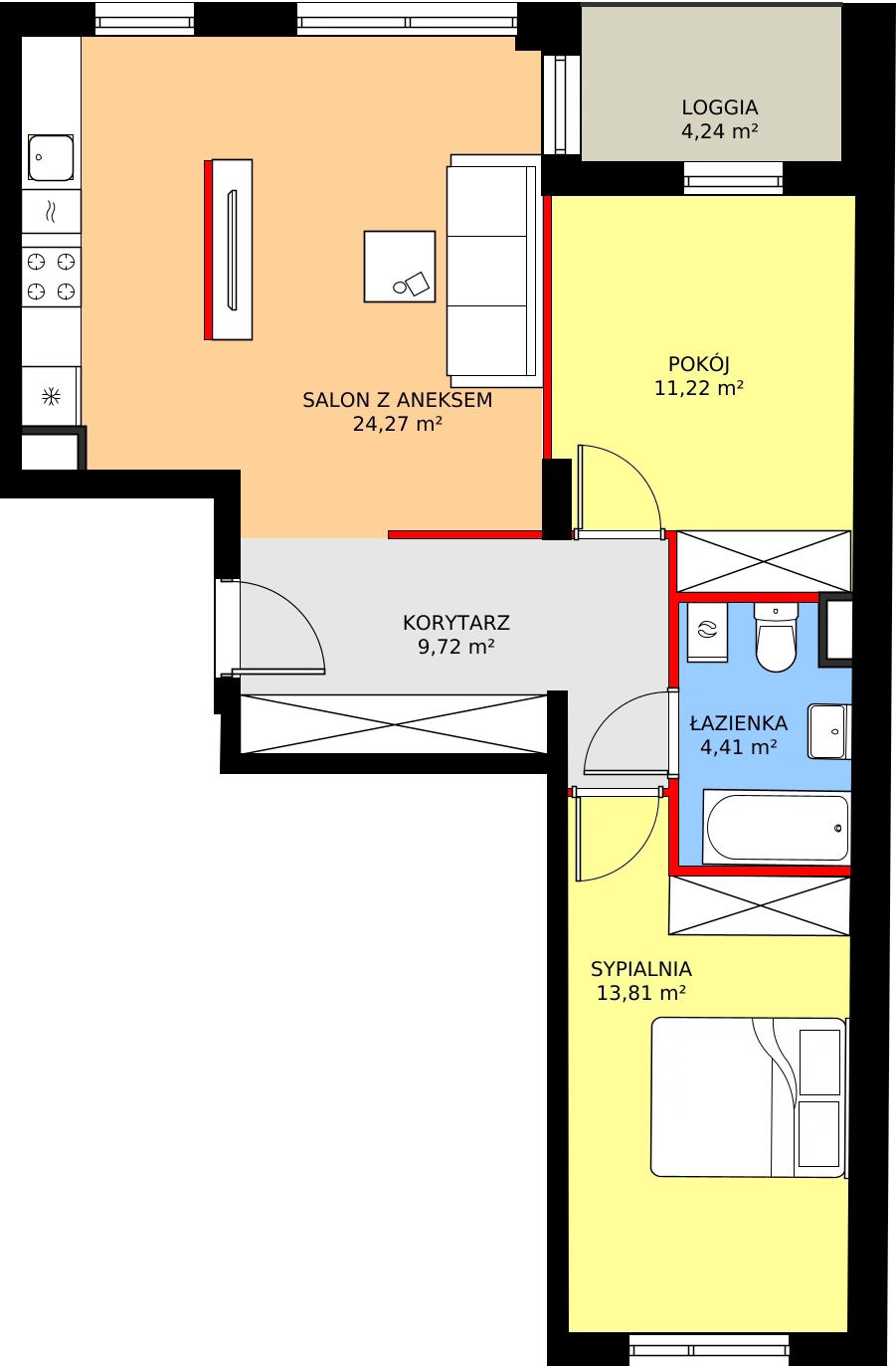Zalety mieszkania 63.14 m², RM/1A/D/1/1