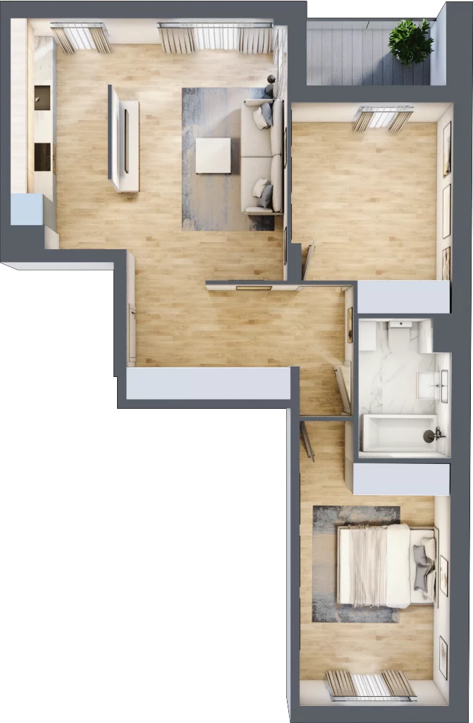 3 pokoje, mieszkanie 63,14 m², piętro 1, oferta nr RM/1A/D/1/1, Rytm Mokotowa, Warszawa, Mokotów, Augustówka, ul. Antoniewska / Piramowicza