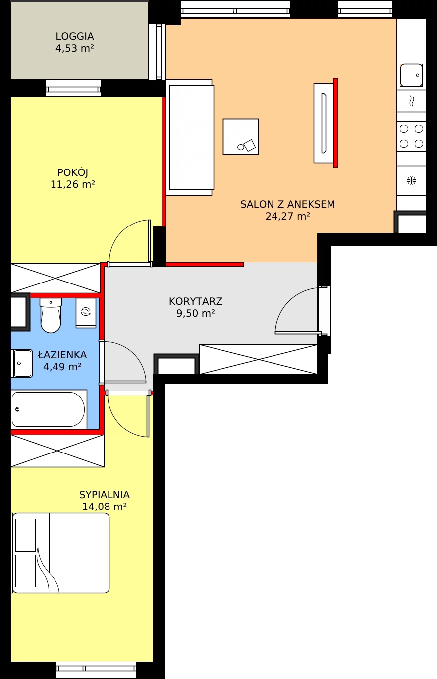Zalety mieszkania 63.54 m², RM/1A/E/2/3