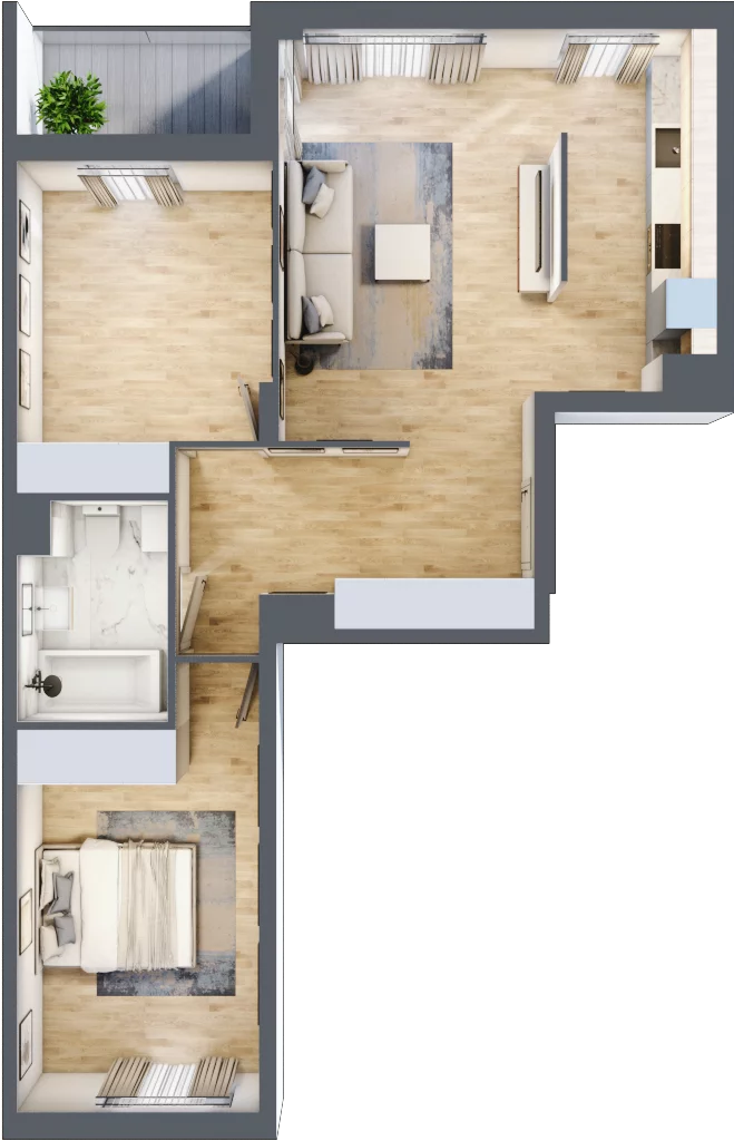 3 pokoje, mieszkanie 63,54 m², piętro 2, oferta nr RM/1A/E/2/3, Rytm Mokotowa, Warszawa, Mokotów, Augustówka, ul. Antoniewska / Piramowicza