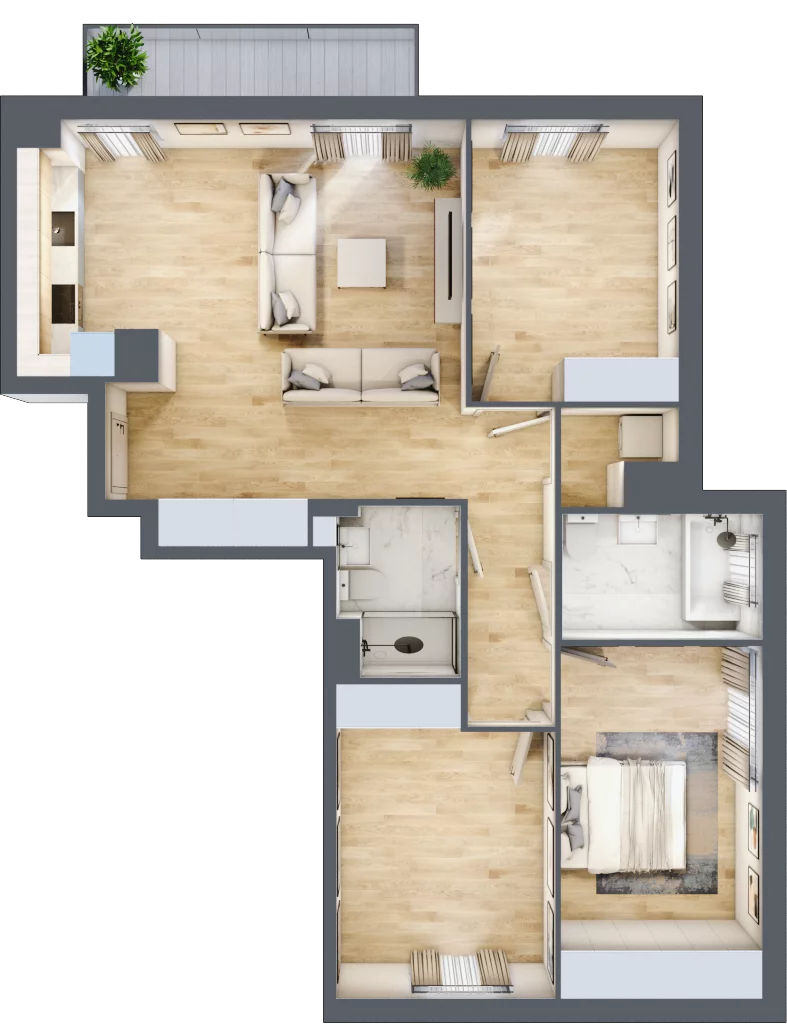 4 pokoje, mieszkanie 81,28 m², piętro 1, oferta nr RM/2A/C/1/1, Rytm Mokotowa, Warszawa, Mokotów, Augustówka, ul. Antoniewska / Piramowicza