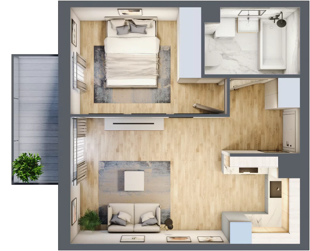 2 pokoje, mieszkanie 39,95 m², piętro 1, oferta nr RM/2A/E/1/3, Rytm Mokotowa, Warszawa, Mokotów, Augustówka, ul. Antoniewska / Piramowicza