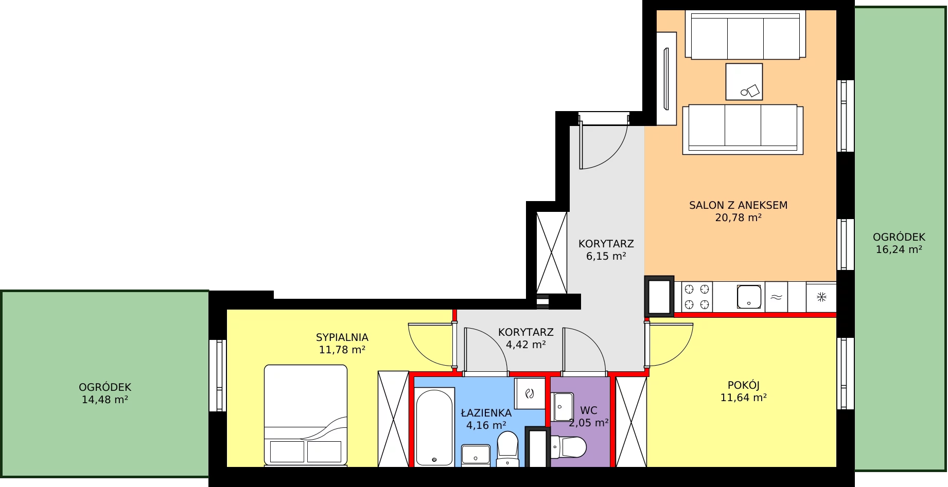 Zalety mieszkania 60.98 m², RM/2A/D/0/1
