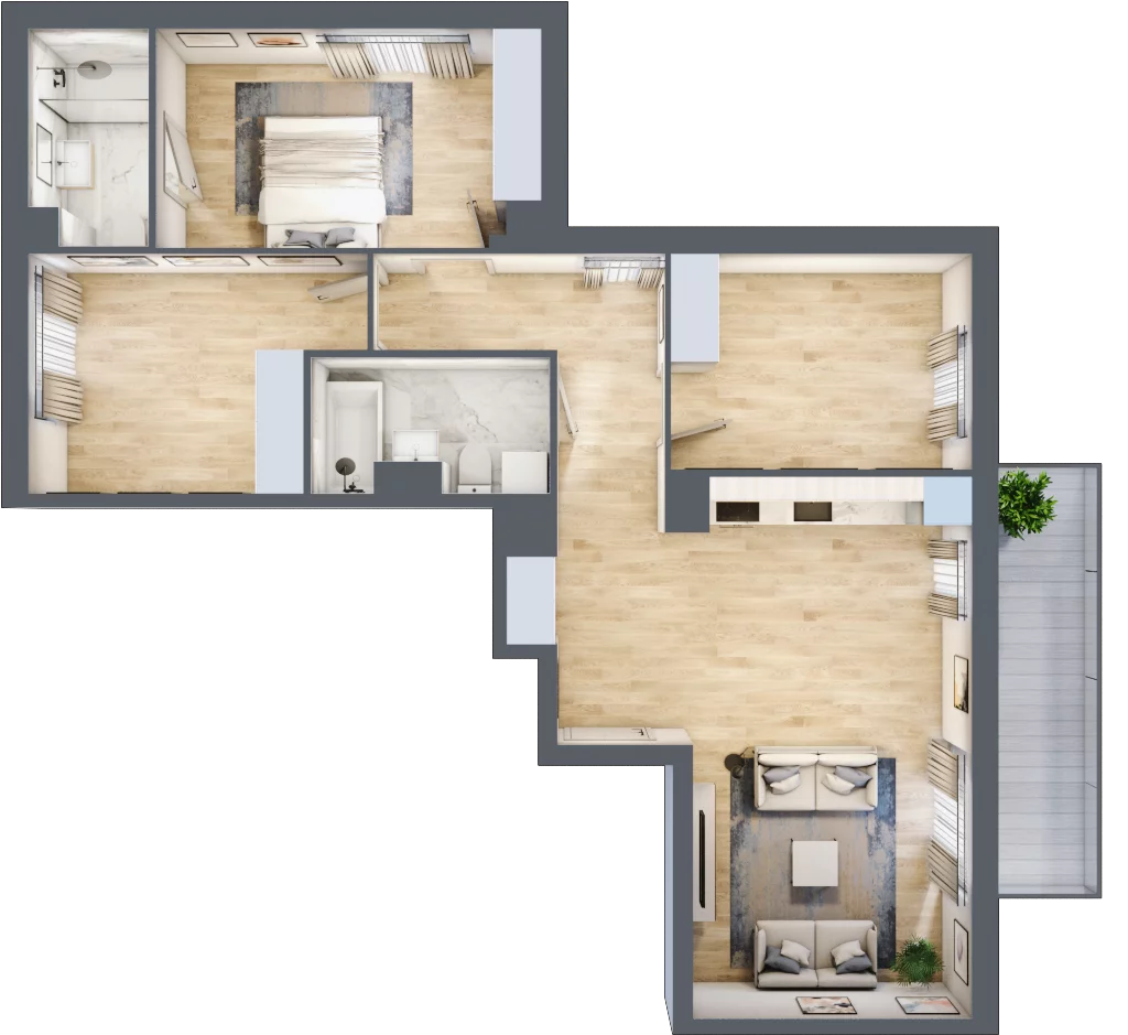 4 pokoje, mieszkanie 78,62 m², piętro 2, oferta nr RM/2A/D/2/5, Rytm Mokotowa, Warszawa, Mokotów, Augustówka, ul. Antoniewska / Piramowicza