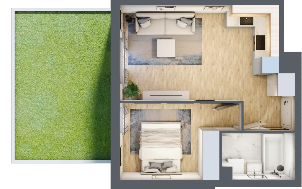 2 pokoje, mieszkanie 38,05 m², parter, oferta nr RM/2A/E/0/2, Rytm Mokotowa, Warszawa, Mokotów, Augustówka, ul. Antoniewska / Piramowicza