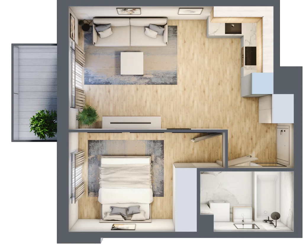 2 pokoje, mieszkanie 38,10 m², piętro 1, oferta nr RM/2A/D/1/4, Rytm Mokotowa, Warszawa, Mokotów, Augustówka, ul. Antoniewska / Piramowicza