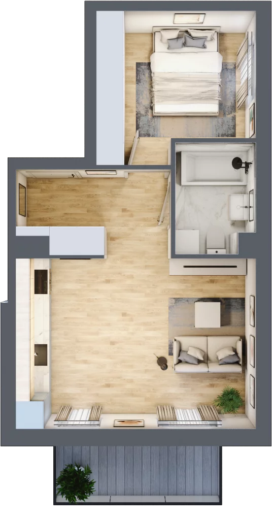 2 pokoje, mieszkanie 40,29 m², piętro 1, oferta nr RM/2A/E/1/1, Rytm Mokotowa, Warszawa, Mokotów, Augustówka, ul. Antoniewska / Piramowicza