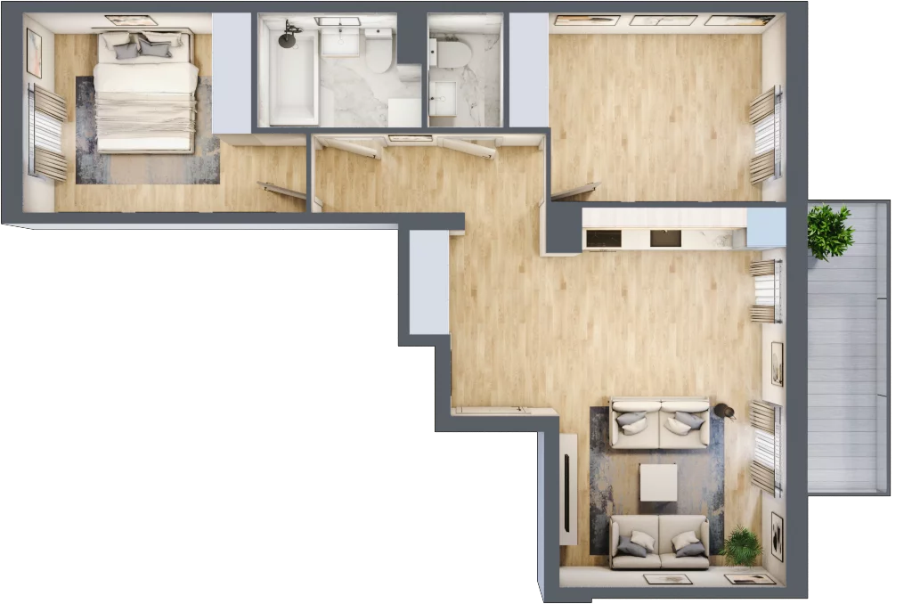 3 pokoje, mieszkanie 60,28 m², piętro 4, oferta nr RM/2A/E/4/5, Rytm Mokotowa, Warszawa, Mokotów, Augustówka, ul. Antoniewska / Piramowicza