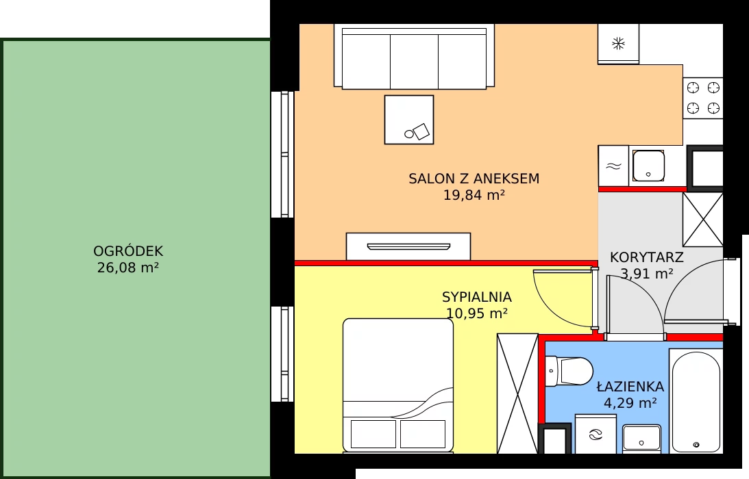 Zalety mieszkania 38.99 m², RM/2A/D/0/4